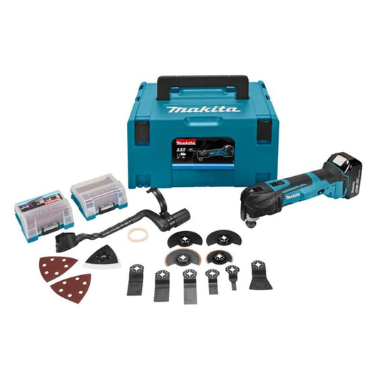 Makita DTM51T1JX2 Multi Tool + 38 Accessories + 1 Battery 18 V 5 Ah Li-Ion + Makpac