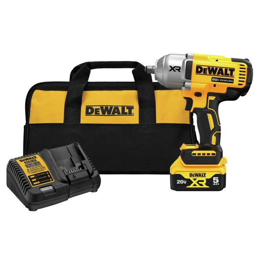 DEWALT DCF900P1R 20V MAX XR Brushless Lithium-Ion 1/2 in. Cordless High Torque Impact Wrench Kit with Hog Ring Anvil (5 Ah) (Renewed)