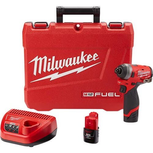 Milwaukee 2553-22 M12 FUEL 12-Volt Lithium-Ion Brushless Cordless 1/4 in. Hex Impact Driver Kit w/Two 2.0Ah Batteries, Charger & Hard Case
