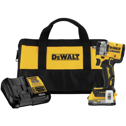 Dewalt DCF923E1 20V MAX Brushless Lithium-Ion 3/8 in. Cordless Compact Impact Wrench Kit (1.7 Ah)