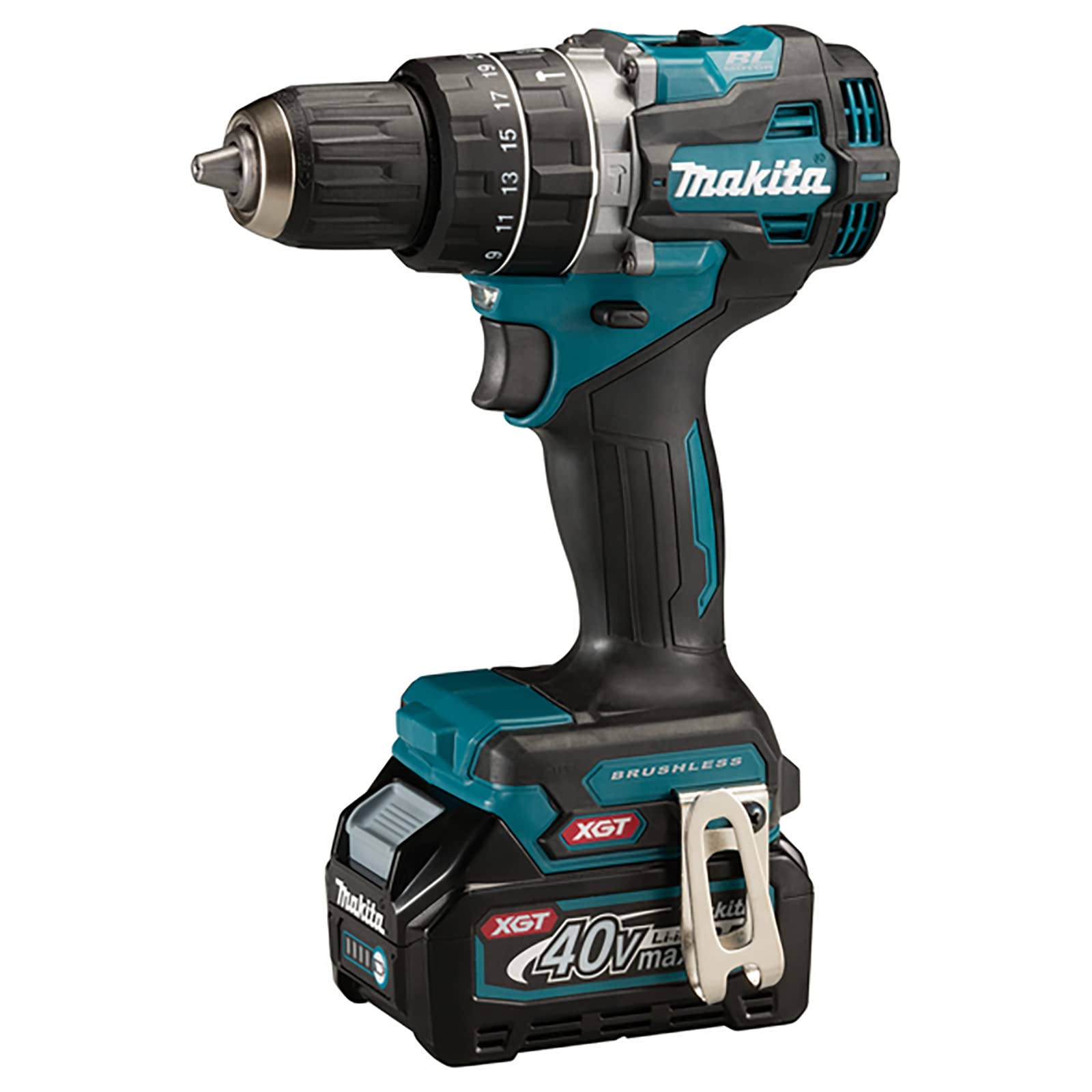 Makita HP002GA202 40V Max Li-ion XGT Brushless Combi Drill Complete with 2 x 2.0 Ah Batteries and Charger Supplied in a Makpac Case