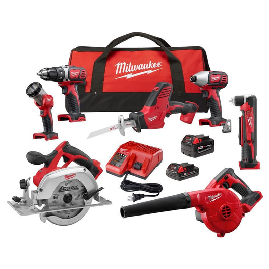 Milwaukee M18 18-Volt Lithium-Ion Cordless Combo Kit (7-Tool) w/(2) Batteries, Charger, (1) Tool Bag