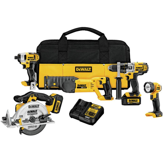 DEWALT 20V MAX Cordless Drill Combo Kit, 5-Tool (DCK592L2), Yellow