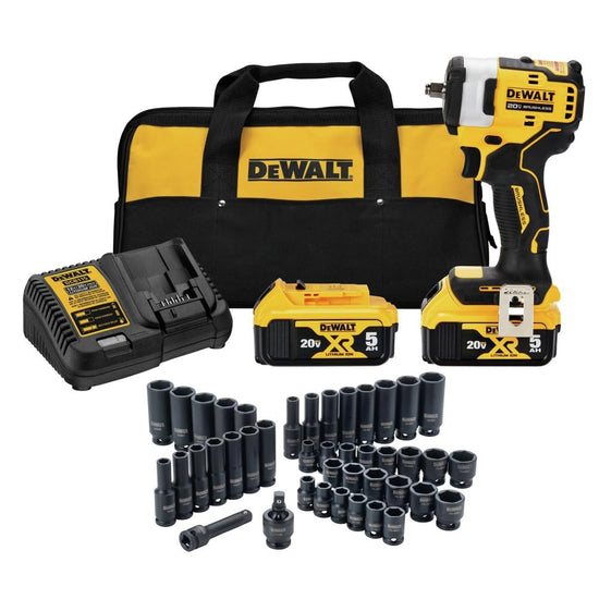 Dewalt DCF913P2DWMT19248-BNDL 20V MAX Lithium-Ion 3/8 in. Cordless Impact Wrench Kit with (2) 5 Ah Batteries and (42-Piece) 6-Point 3/8 in. Combination Impact Socket Set Bundle