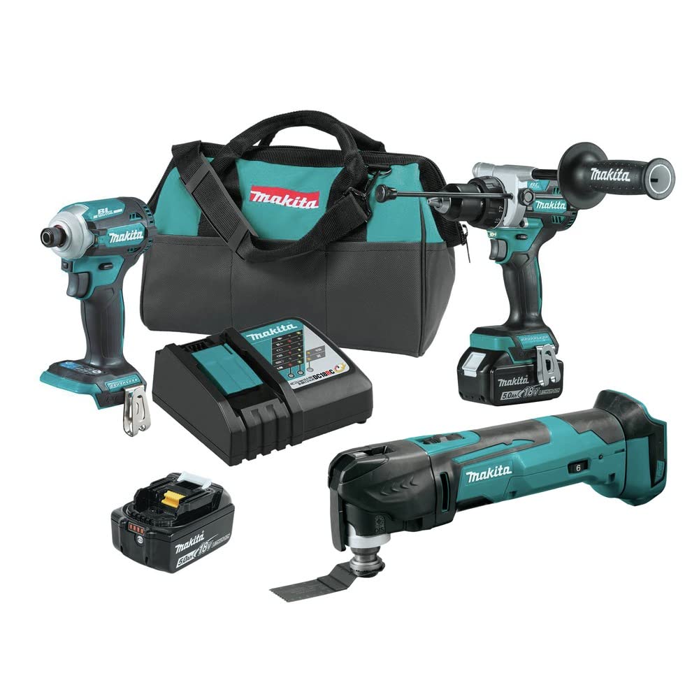 Makita XT288T-XMT03Z 18V LXT Brushless Lithium-Ion 1/2 in. Cordless Hammer Driver Drill and 4 Speed Impact Driver Combo Kit with Oscillating Multi‑Tool Bundle