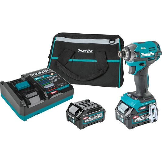 Makita GDT02D 40V max XGT Brushless Lithium-Ion Cordless 4 Speed Impact Driver Kit with 2 Batteries (2.5 Ah)