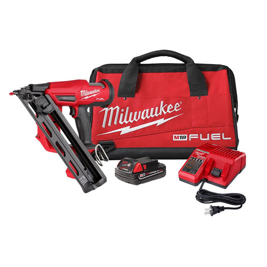 Milwaukee M18 Fuel 15 Ga. 18 Volt Brushless 34 deg Angled Finish Nailer Kit