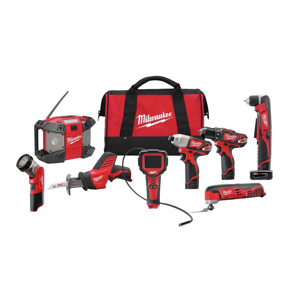 Milwaukee 2495-28 M12 Combo 8 tool Kit W/2 Cmpt Bat, 1 Xc Bat
