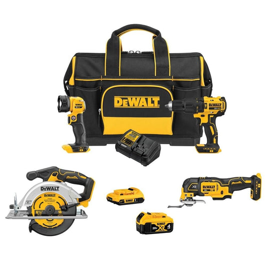 DEWALT 20V MAX* Brushless 4-Tool Combo Kit with Medium Site-Ready Storage (DCKSS400D1M1)