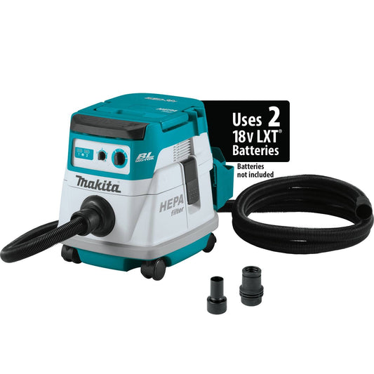 Makita XCV21ZX 36V (18V X2) LXT® Brushless 2.1 Gallon HEPA Filter Dry Dust Extractor, Tool Only