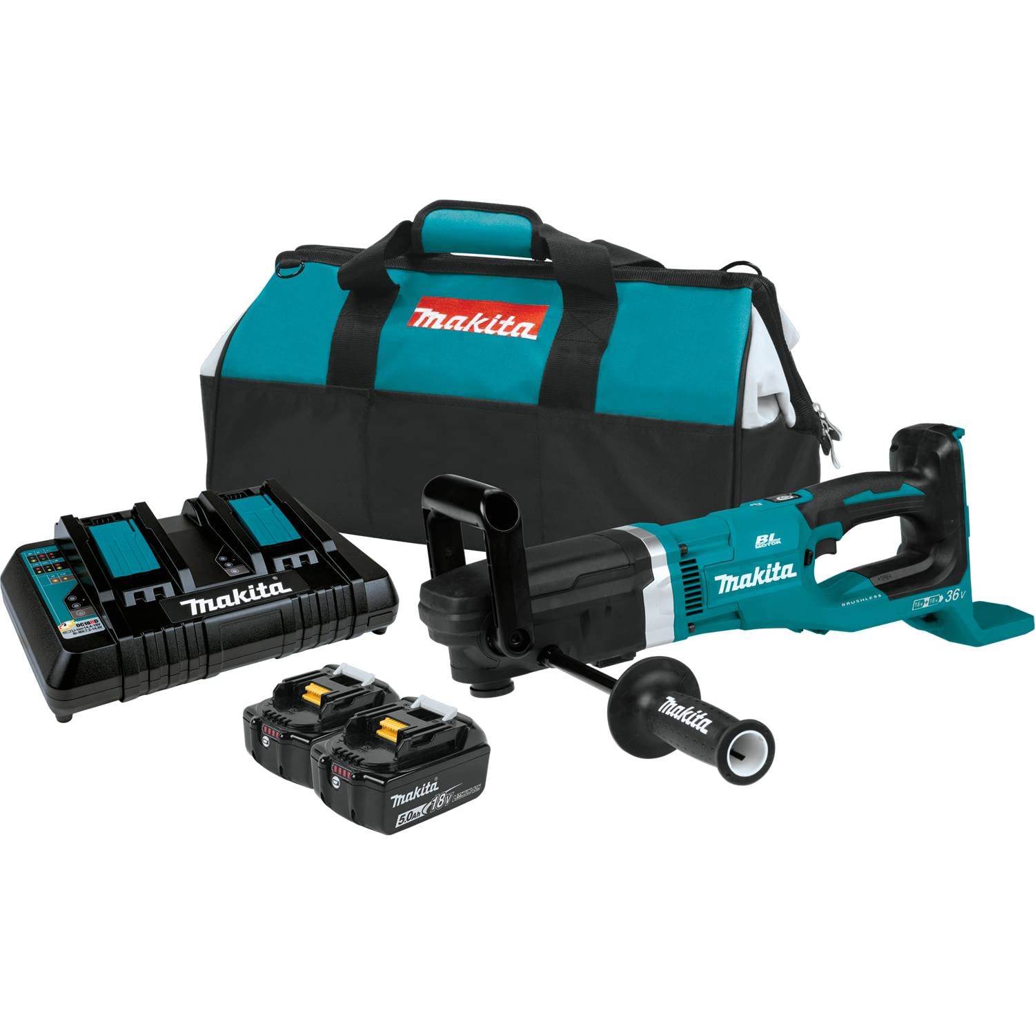 Makita XAD04PT 36V (18V X2) LXT® Brushless 7/16" Hex Right Angle Drill Kit (5.0Ah)
