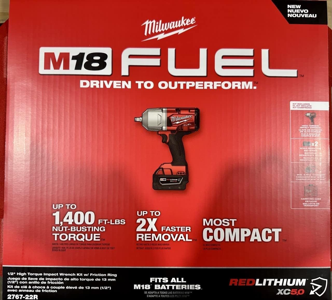 Milwaukee 2767-22R Fuel High Torque 1/2" Impact Wrench w/Friction Ring Kit