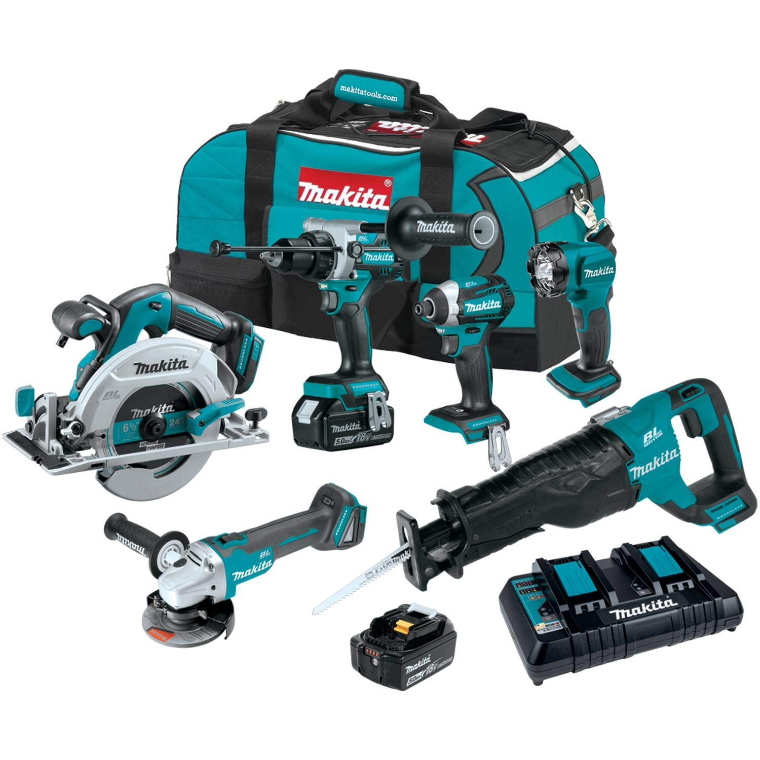 Makita XT616PT 18V LXT® Lithium-Ion Brushless Cordless 6-Pc. Combo Kit (5.0Ah)
