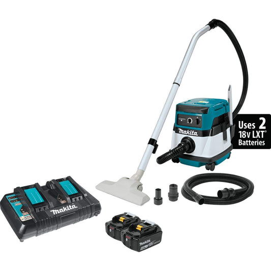 Makita XCV04PT 18V X2 LXT® Lithium-Ion (36V) Cordless/Corded 2.1 Gallon HEPA Filter Dry Dust Extractor/Vacuum Kit (5.0Ah)