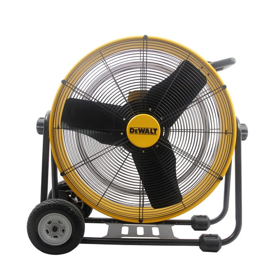DEWALT DXF2490 High Velocity Fan, Floor Fan, Industrial Fan, 24 Inch Large Electric Metal Rotating Garage Fan with 360° Adjustable Tilt & Large Wheel, Drum Fan for Outdoor, House and Warehouse, Yellow