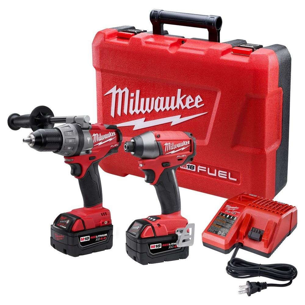 Milwaukee 2797-22 M18 Fuel Lithium 2-Tool Combo Kit includes Hammer Drill and Hex Impact Driver
