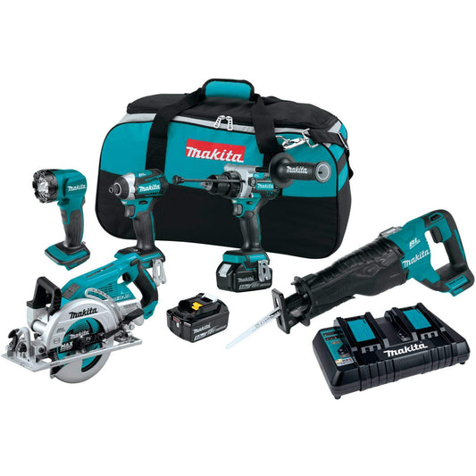 Makita XT507PT 18V LXT® Lithium-Ion Brushless Cordless 5-Pc. Combo Kit (5.0Ah)