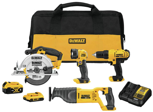 DEWALT 20V MAX Power Tool Combo Kit, 4-Tool Cordless Power Tool Set with Battery and Charger (DCK445D1M1)