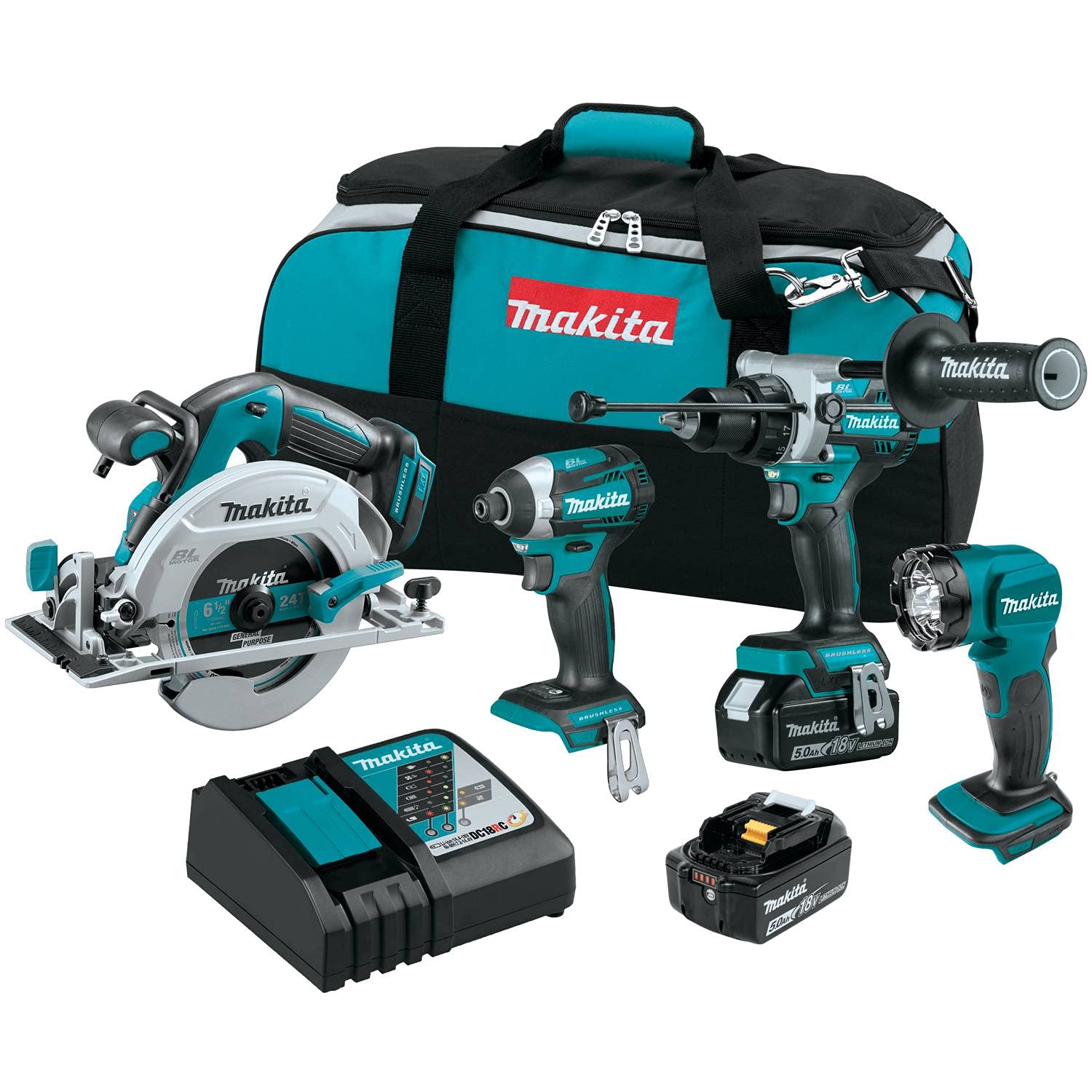 Makita XT452T 18V LXT® Lithium-Ion Brushless Cordless 4-Pc. Combo Kit (5.0Ah)