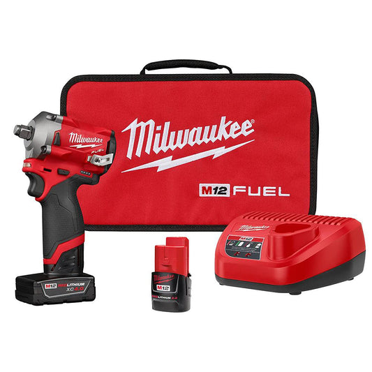 Milwaukee M12 FUEL 2555-22 12-Volt Lithium-Ion Brushless Cordless Stubby 1/2 in Impact Wrench Kit