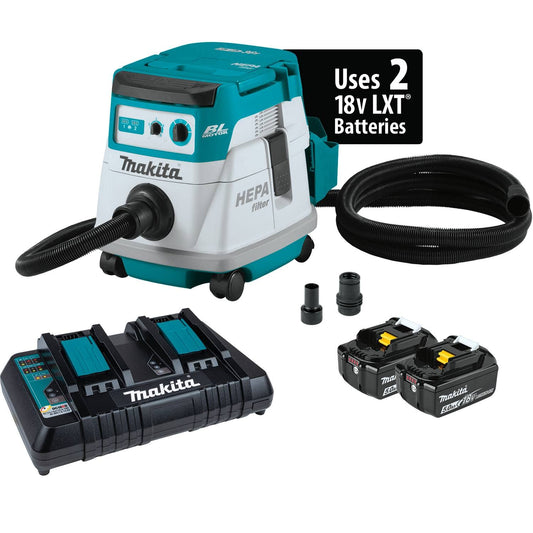 Makita XCV21PTX 36V (18V X2) LXT® Brushless 2.1 Gallon HEPA Filter Dry Dust Extractor Kit (5.0Ah)