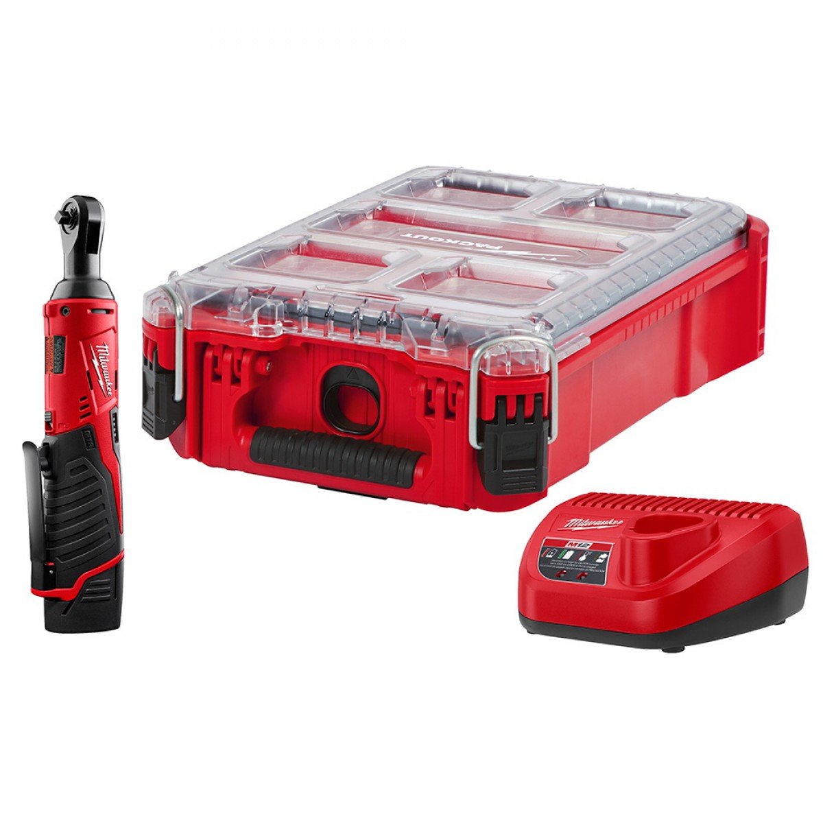 Milwaukee 2456-21 M12 Cordless 1/4" Lithium-Ion Ratchet Kit (With Packout)