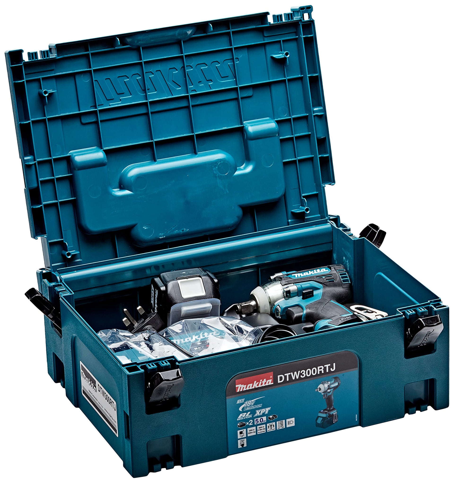 Makita DTW300RTJ 18V Li-ion LXT Brushless Impact Wrench Complete with 2 x 5.0 Ah Batteries and Charger Supplied in a Makpac Case