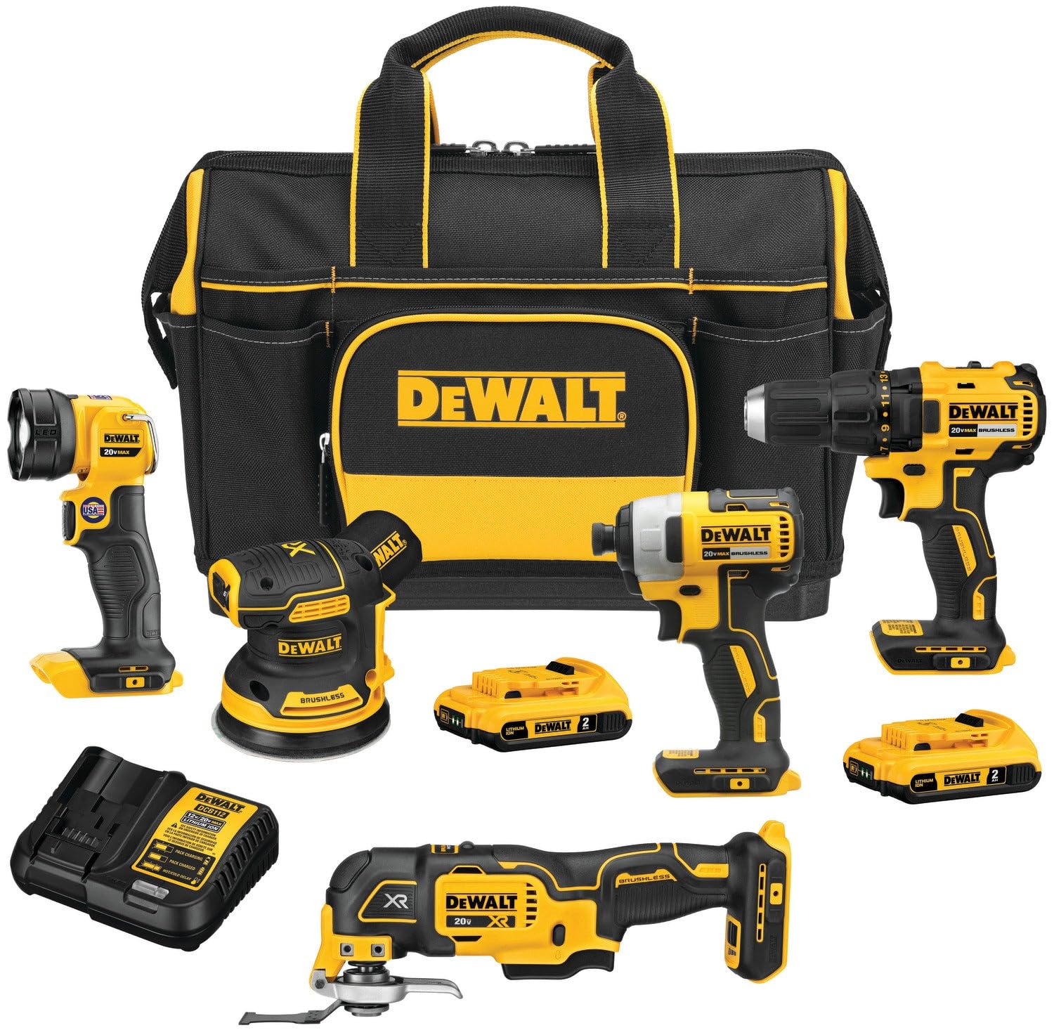 DeWALT DCKSS521D2 20V MAX Cordless 5 Tool Combo Kit w/Contractor Bag