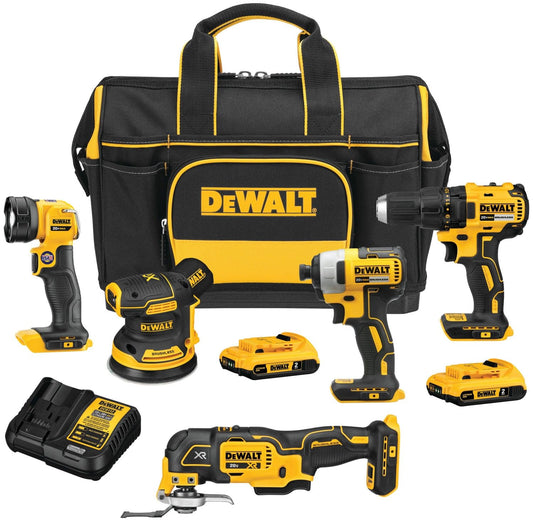 DeWALT DCKSS521D2 20V MAX Cordless 5 Tool Combo Kit w/Contractor Bag
