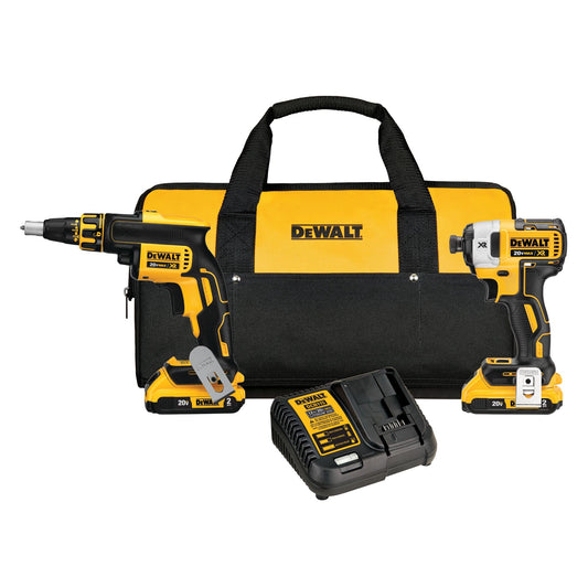 DEWALT 20V MAX* XR Drywall Screw Gun & Impact Driver Kit, 2.0-Amp Hour (DCK267D2)