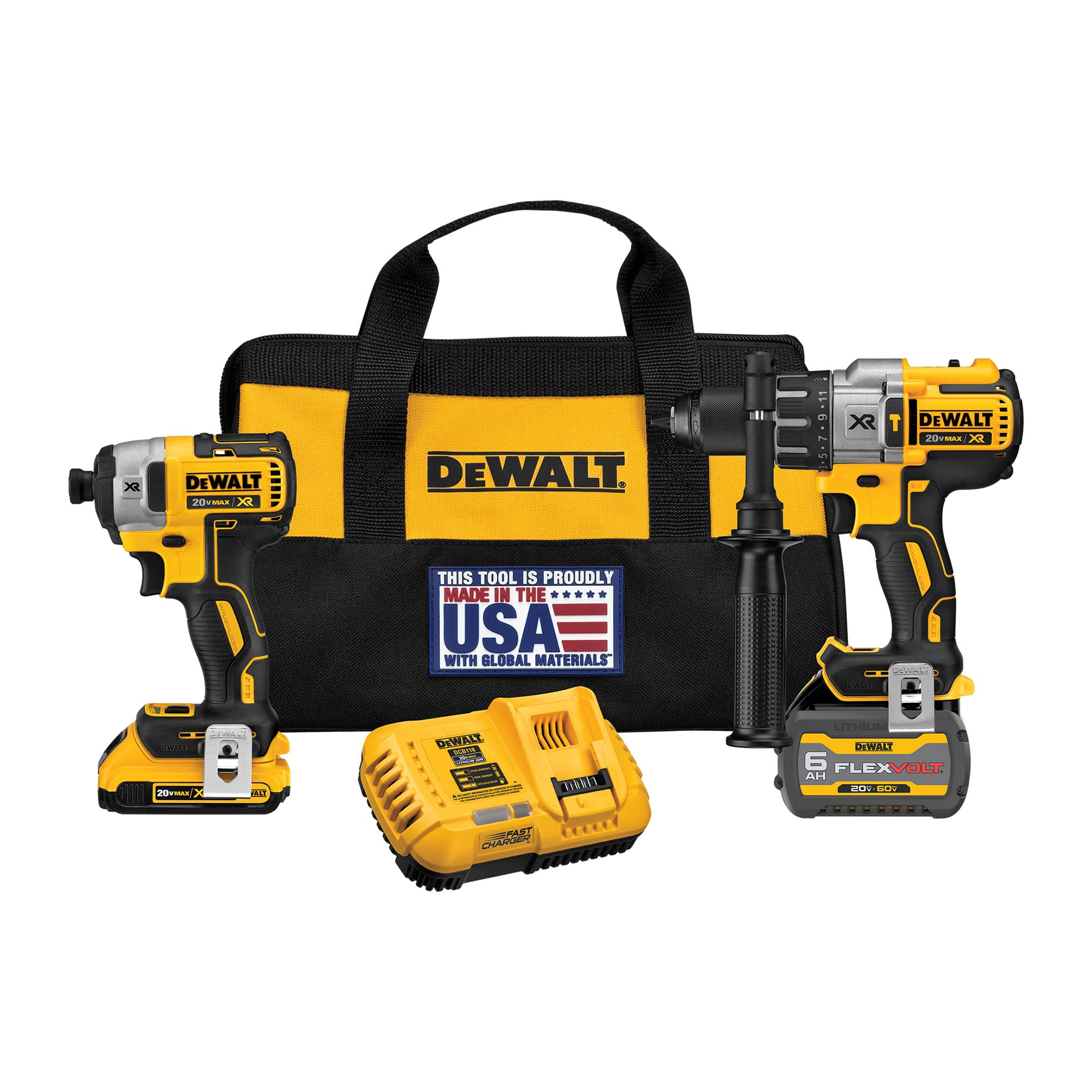 DEWALT FLEXVOLT 20V / 60V MAX Cordless Drill Combo Kit, Hammer Drill & Impact Driver with Battery and Charger Included (DCK299D1T1)