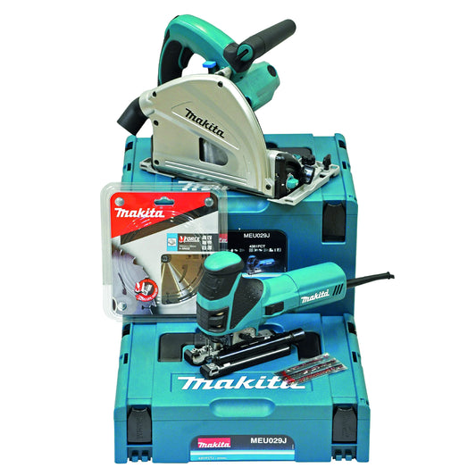 Makita MEU029J Saw Set (4351FCT + SP6000 + A-89632), 1300 W, Blue/Silver
