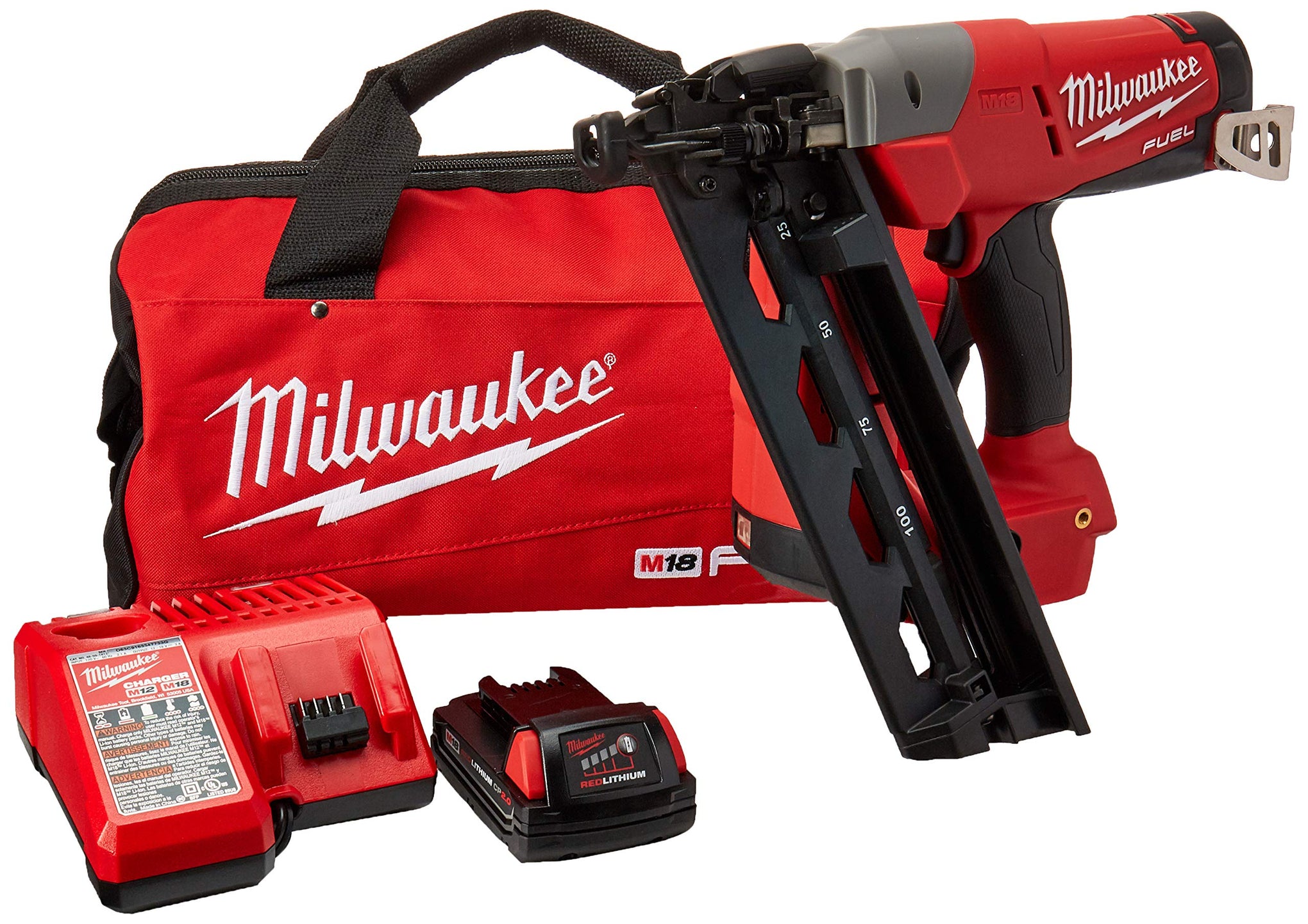 Milwaukee M18 Fuel Lithium-Ion Brushless Cordless 16-Gauge Angled Finish Nailer Kit 2472-21Ct