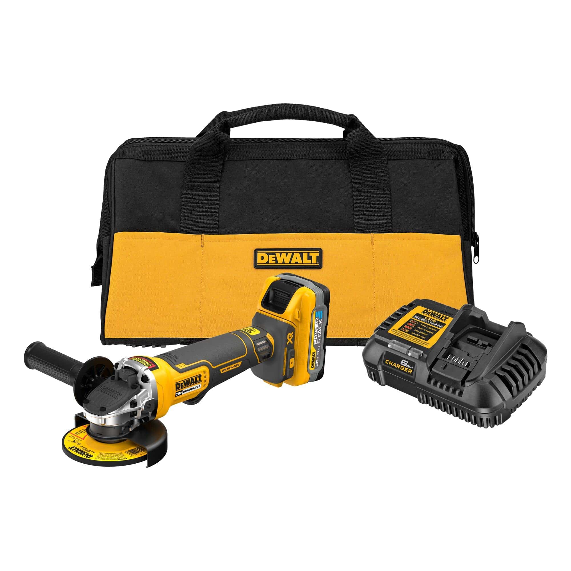 DEWALT 20V MAX Angle Grinder Tool, Cordless, 4-1/2 inch, POWERSTACK Battery and Charger Included (DCG413H1)