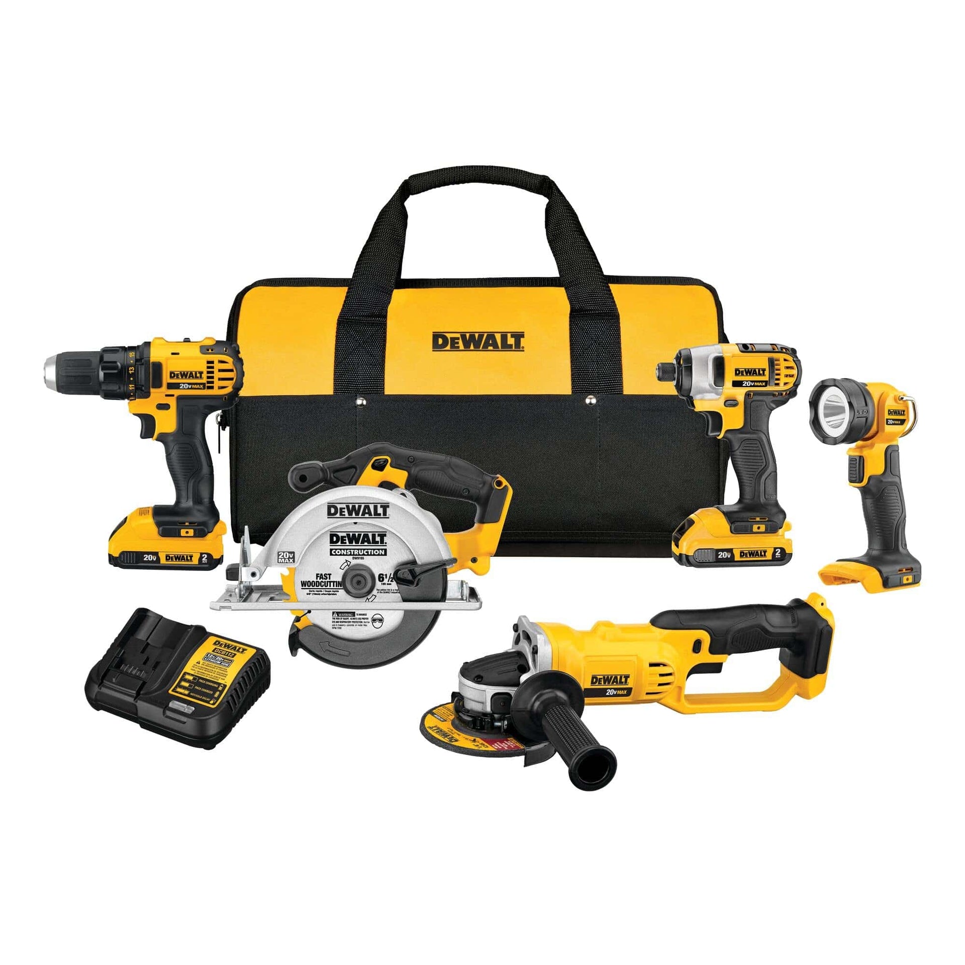 DEWALT 20V MAX Combo Kit, Compact 5-Tool (DCK521D2)