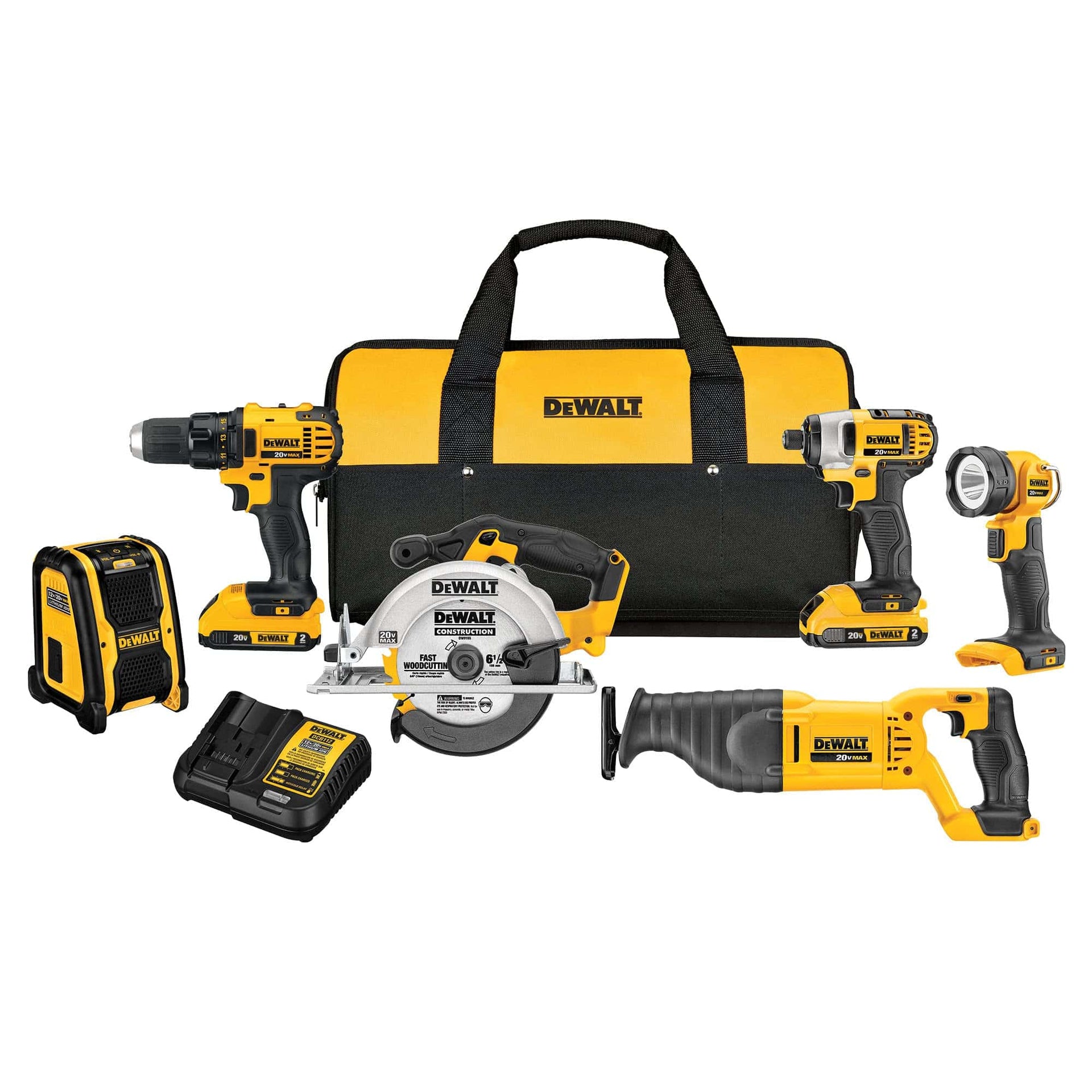 DEWALT 20V MAX Combo Kit, Power Tool Combo Kit, Compact 6-Tool (DCK620D2)